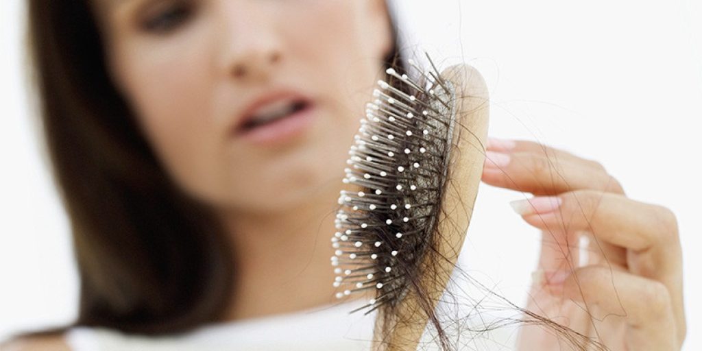 Bristles of a brush full of hair