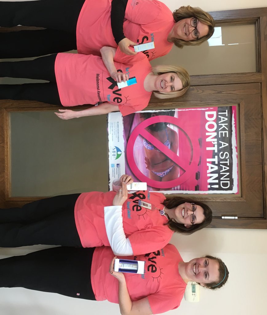 Take a Stand Don't Tan poster with 4 woman holding cleanser products