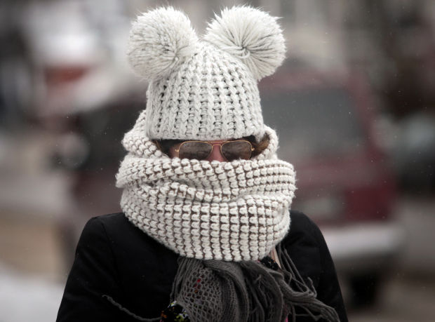 Woman wearing snow hat