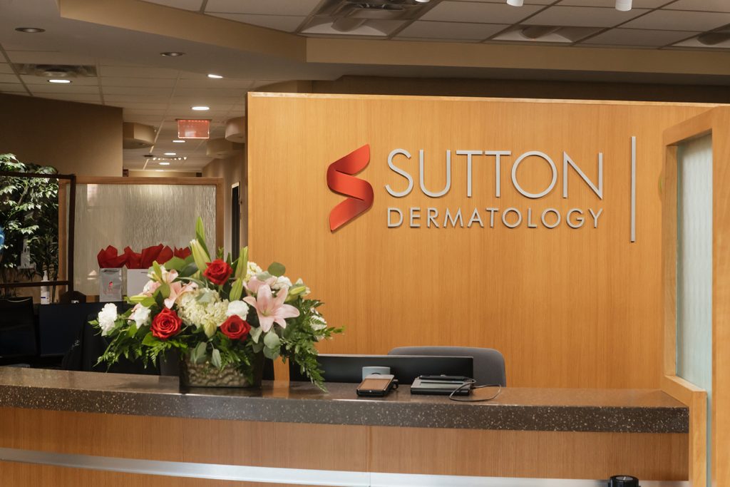 Reception desk of L Street Clinic at Sutton Dermatology + Aesthetics