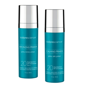 Colorescience Primer product bottles, bronzing and calming