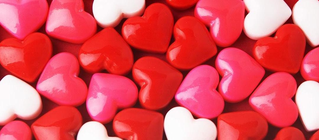 red pink and white candy hearts