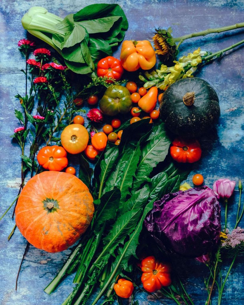 fall vegetables and flowers